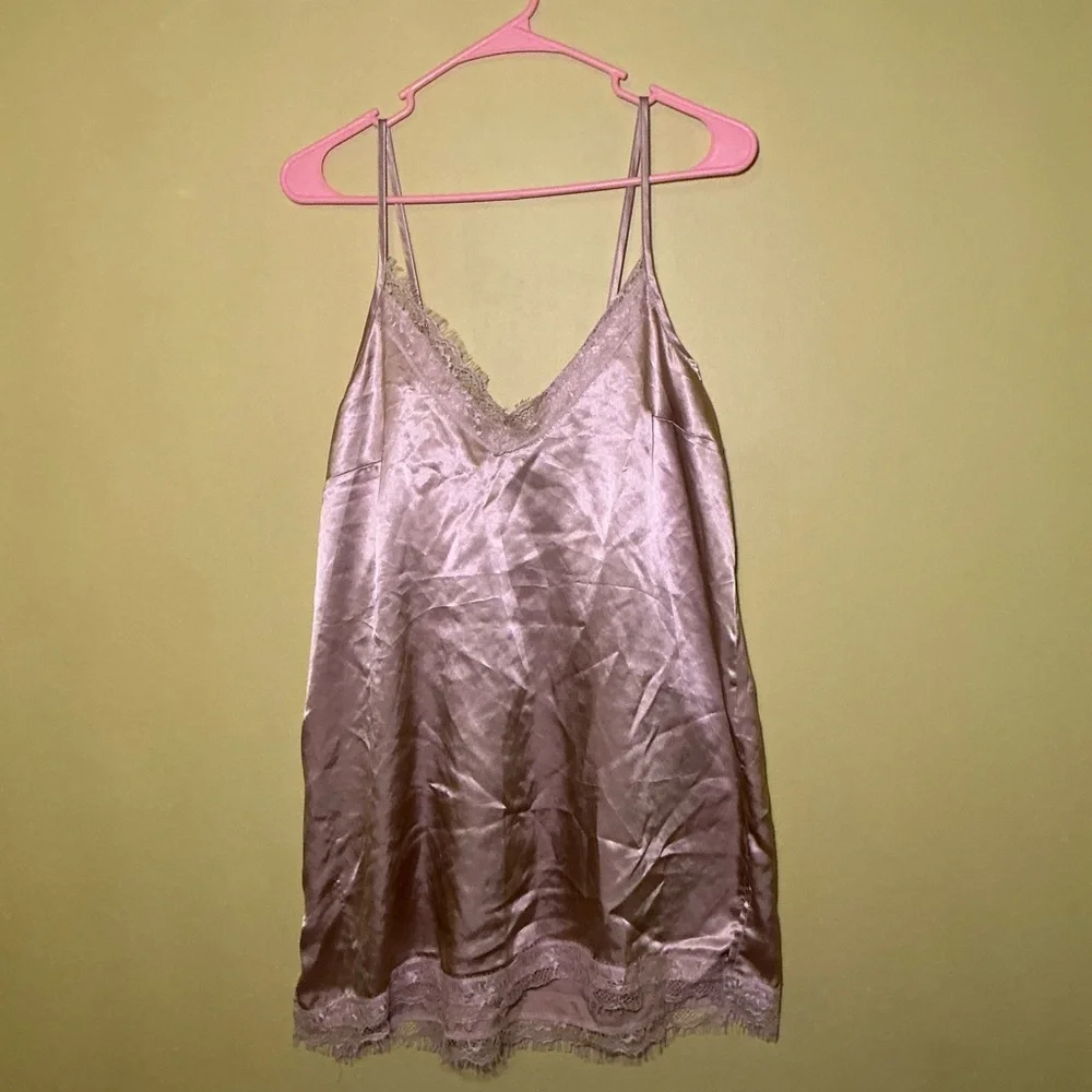 Beige Lace and Satin Nightgown Slip